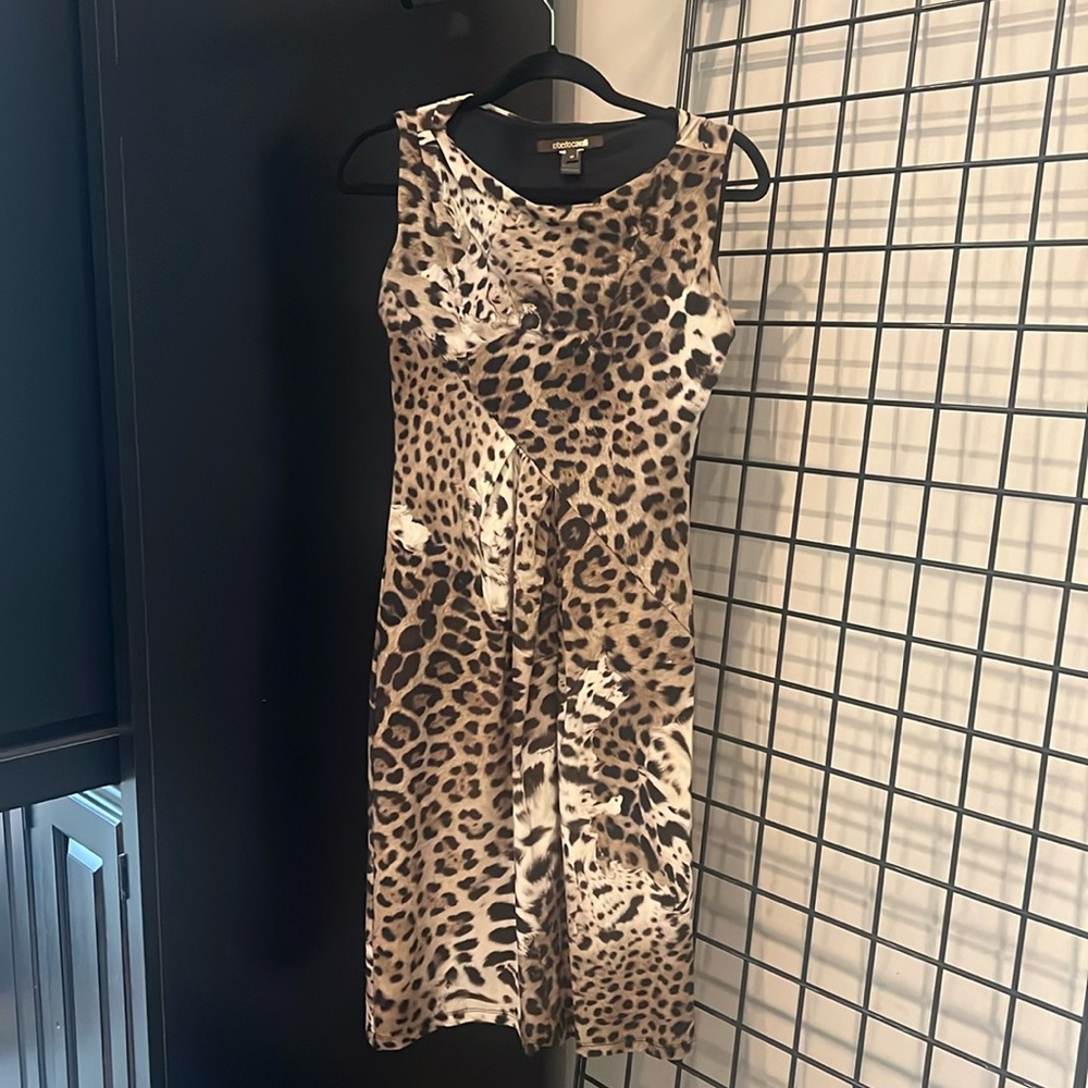 Roberto Cavalli cheetah stretch dress